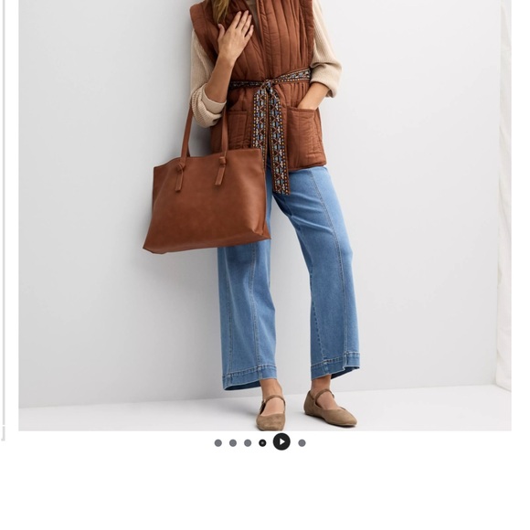 Women's Brown Quilted Vest with Embroidered Belt - Picture 6 of 7